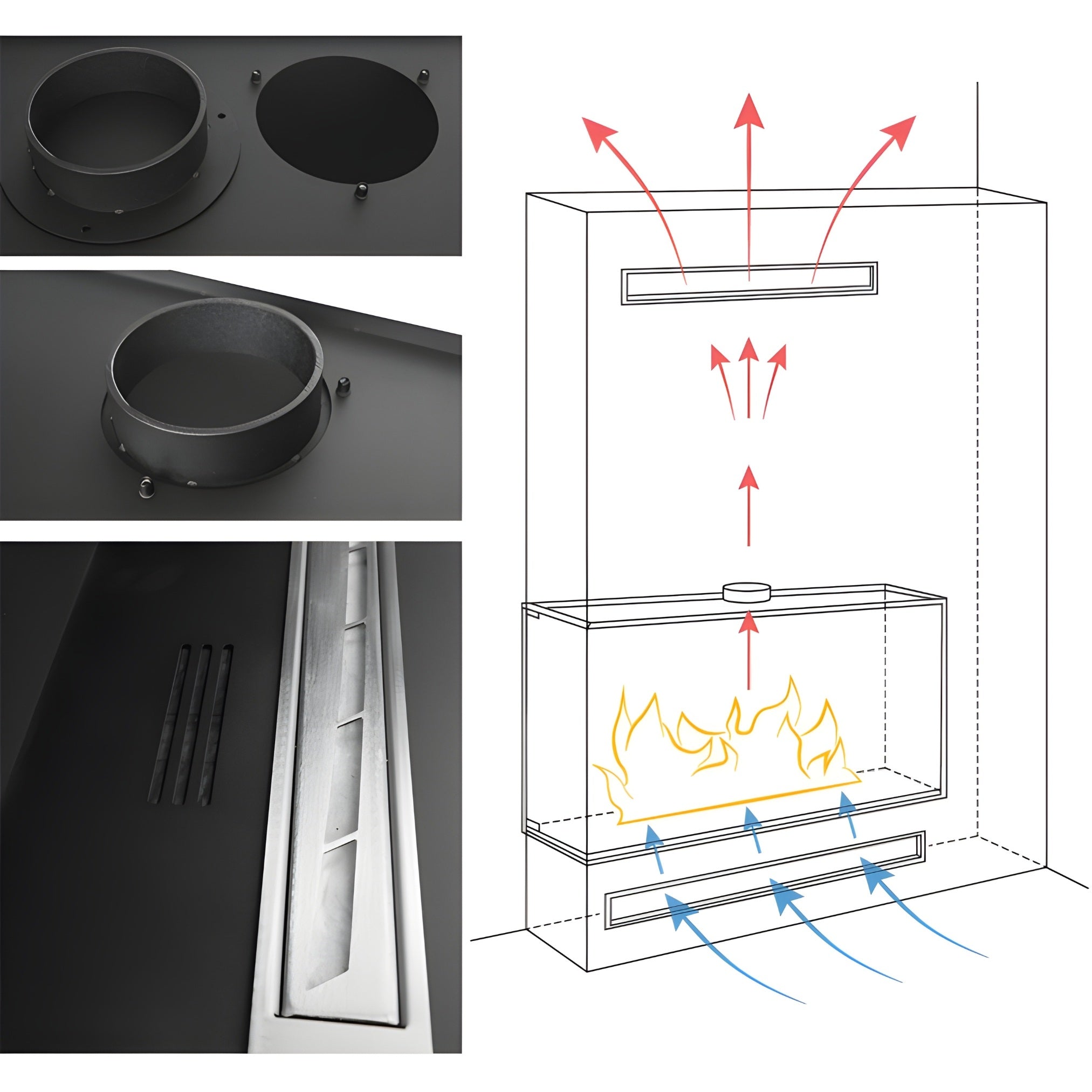 Bio Ethanol Inbouwhoekhaard Links 100 cm